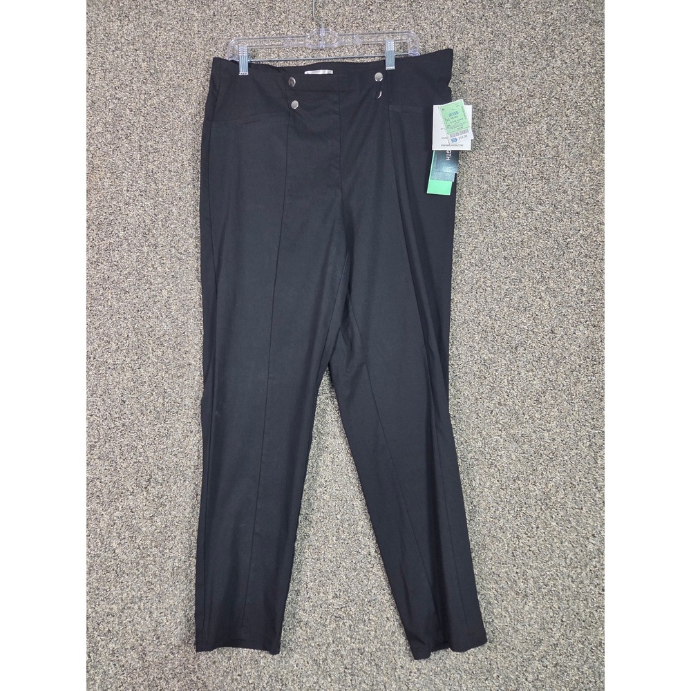 89th + Madison Dress Pants Women 1X Black Pull On Faux Button Tapered Leg NWT
